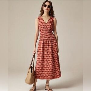 J Crew Hyacinth Dress Block Print Crepe De Chine Size L Sleeveless Maxi NWT